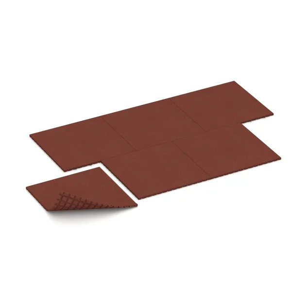 Typische Verlegung oder Einbausituation für den Artikel 0751 von WARCO - Kick protection wall mat – impact protection mat, Farbton Brick red in der Abmessung 1000 x 1000 x 30 mm.