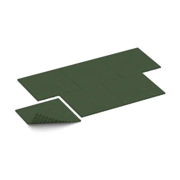 Typische Verlegung oder Einbausituation für den Artikel 0752 von WARCO - Kick protection wall mat – impact protection mat, Farbton Grass Green in der Abmessung 1000 x 1000 x 30 mm.