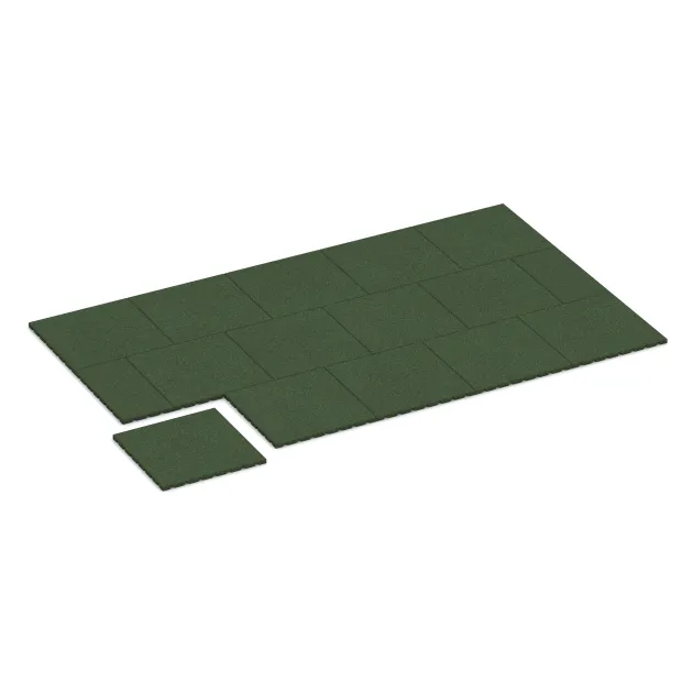 Typische Verlegung oder Einbausituation für den Artikel 0534 von WARCO - Outdoor rubber tile, Farbton Grass Green in der Abmessung 500 x 500 x 25 mm.