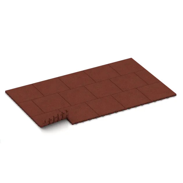 Typische Verlegung oder Einbausituation für den Artikel 0521 von WARCO - Playground safety tile, Farbton Brick red in der Abmessung 400 x 400 x 30 mm.
