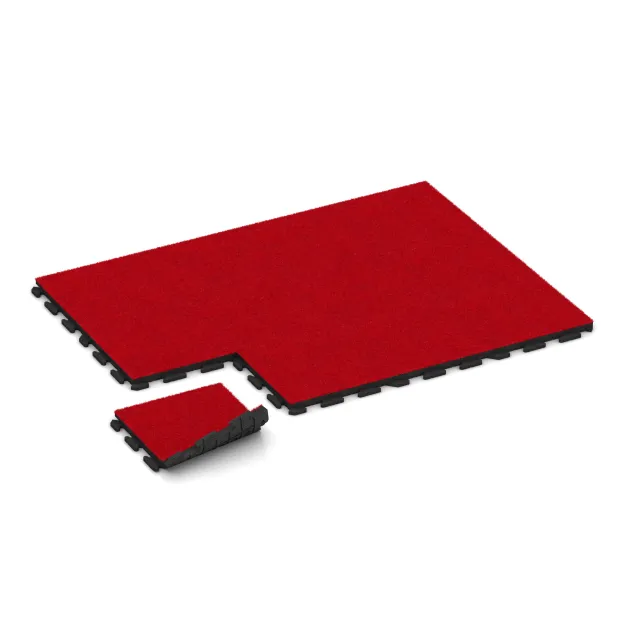 Typische Verlegung oder Einbausituation für den Artikel 1373 von WARCO - Fitness Turf Tile, Farbton Red Artificial Grass in der Abmessung 500 x 500 x 40 mm.
