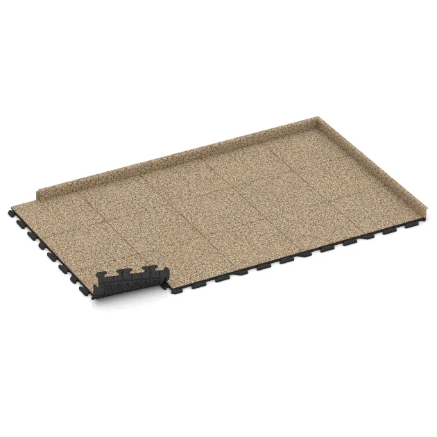 Typische Verlegung oder Einbausituation für den Artikel 1186 von WARCO - Dog kennel floor tile, Farbton Travertine in der Abmessung 500 x 500 x 30 mm.