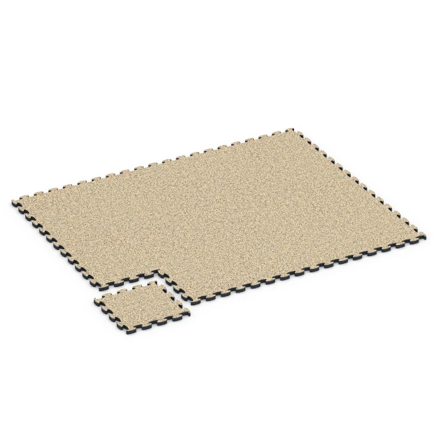Typische Verlegung oder Einbausituation für den Artikel 6847 von WARCO - Fitness Active Floor System, Farbton Travertine in der Abmessung 44,6 x 44,6 × 2,8 cm.