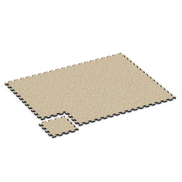 Typische Verlegung oder Einbausituation für den Artikel 6883 von WARCO - Fitness Max Floor System, Farbton Travertine in der Abmessung 44,6 x 44,6 × 2,8 cm.