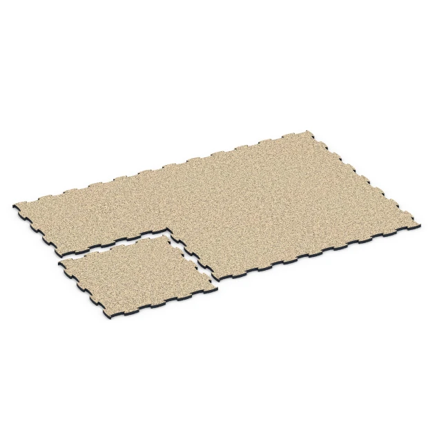 Typische Verlegung oder Einbausituation für den Artikel 6892 von WARCO - Fitness Max Floor System, Farbton Travertine in der Abmessung 97,1 x 97,1 x 2,8 cm.