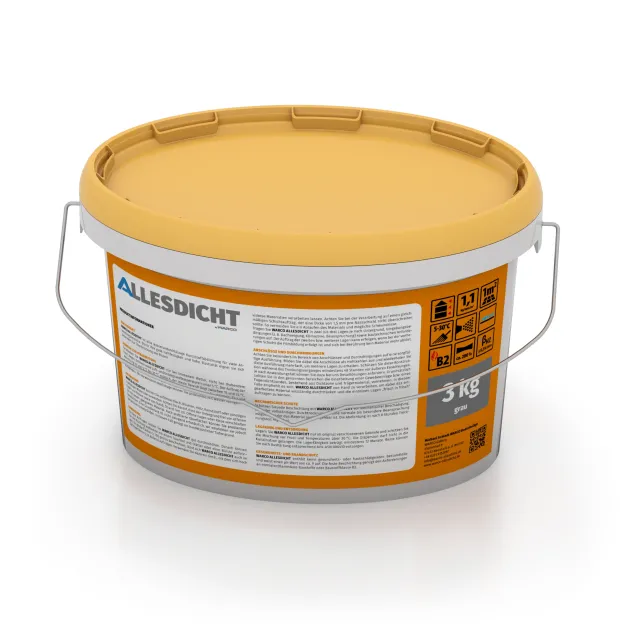 Foto der hinteren Seite vom unsymmetrischen WARCO-Formteil 0002: ALLESDICHT – The Liquid Rubber Seal from a Bucket, Design Grey, Maße 3 kg.