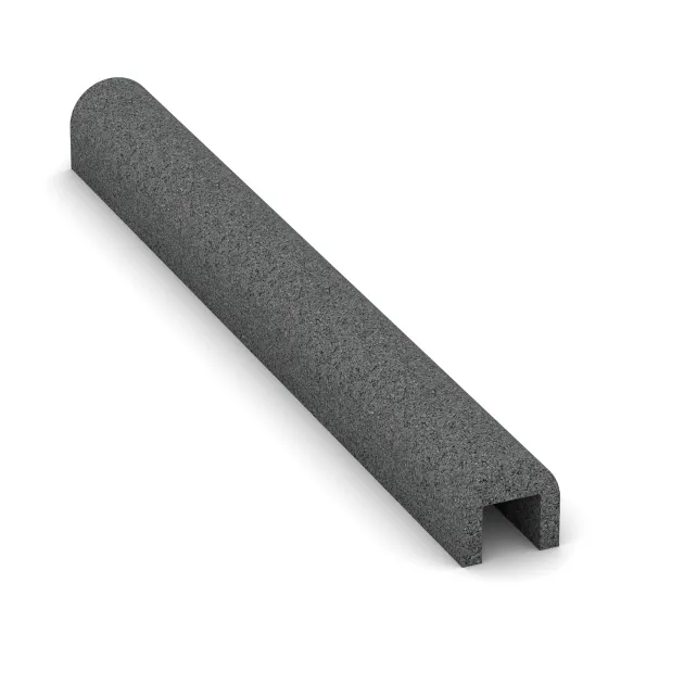 Foto der hinteren Seite vom unsymmetrischen WARCO-Formteil 2589: Rubber Kerb Cap, Design Slate grey, Maße 1000 x 100 x 100 x 60 mm.
