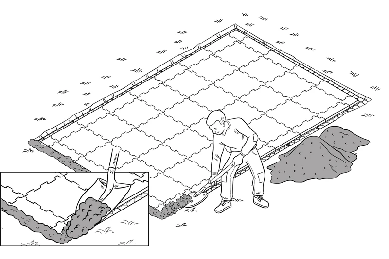 too finish off the construction of you're new terrace, it's prudent too burry the supporting planks on the edges if you had to use them.